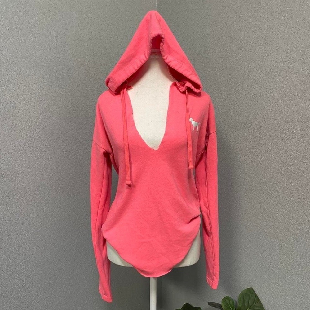 PINK SLOUCHY VICTORIA'S SECRET VS PINK HOODIE PULLOVER SWEATSHIRT BOHO GRUNGE